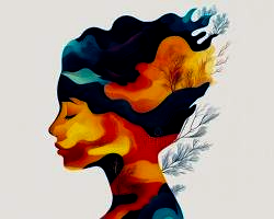 Abstract illustration of a woman's profile representing menopause and metabolism